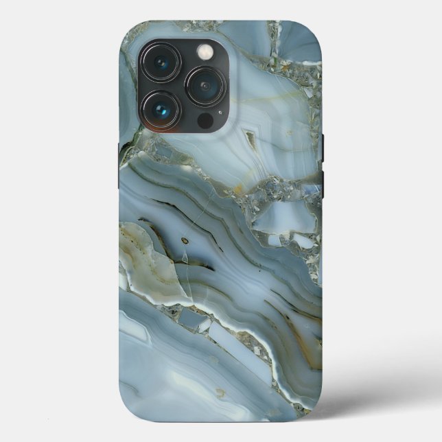 Cracked Turquoise Grey Green Blue Marble Texture Case-Mate iPhone Case (Back)