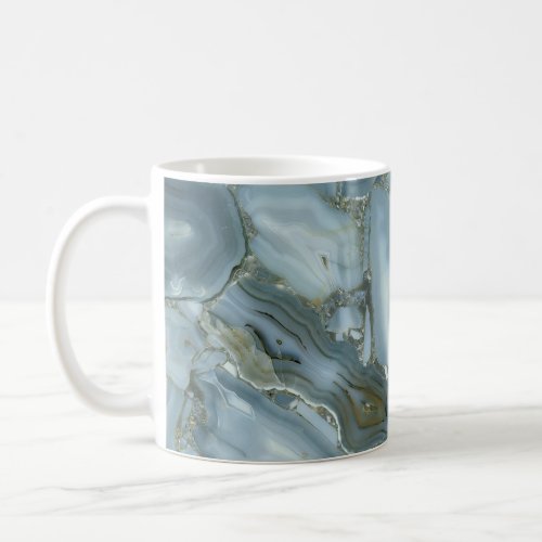 Cracked Turquoise Grey Green Blue Marble Texture Coffee Mug