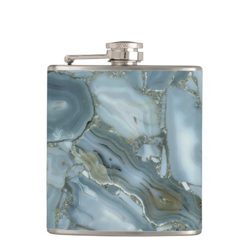 Cracked Turquoise Grey Green Blue Marble Texture Flask