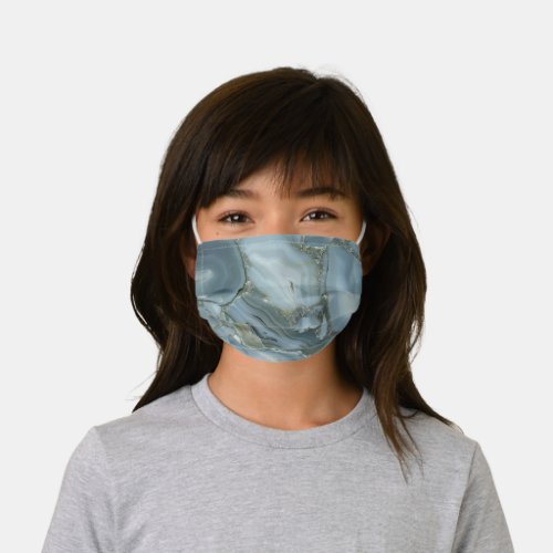 Cracked Turquoise Grey Green Blue Marble Texture Kids Cloth Face Mask