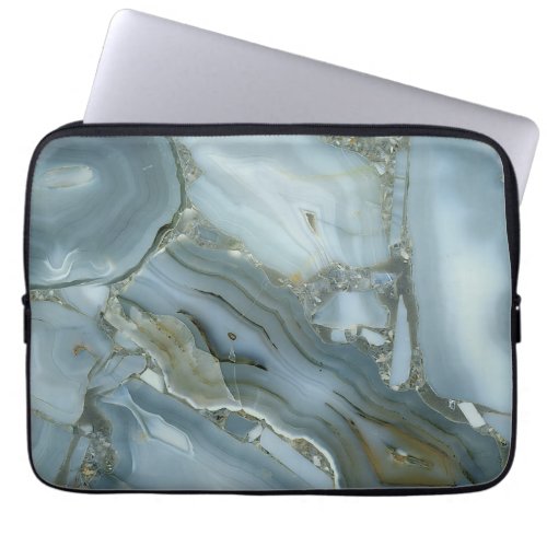 Cracked Turquoise Grey Green Blue Marble Texture Laptop Sleeve