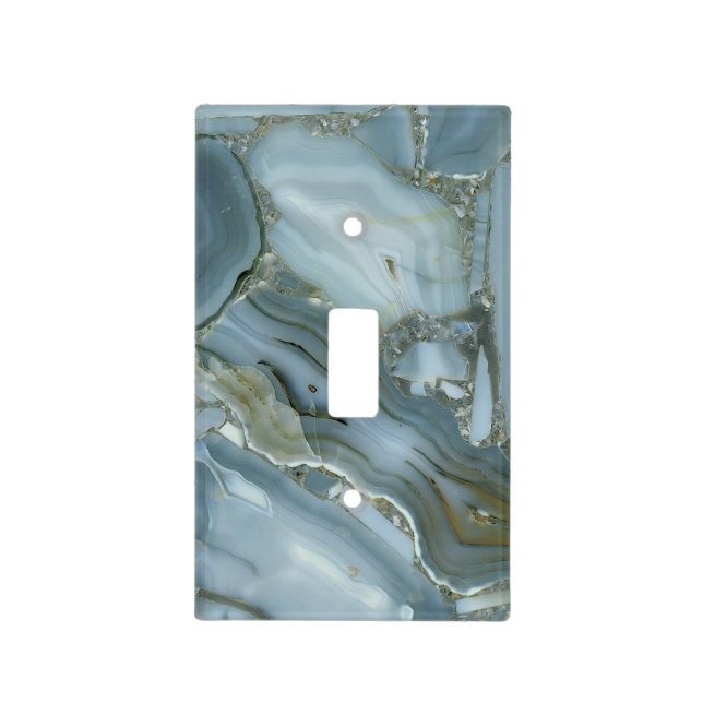 Cracked Turquoise Grey Green Blue Marble Texture Light Switch Cover (Front)
