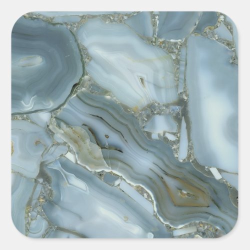 Cracked Turquoise Grey Green Blue Marble Texture Square Sticker