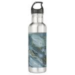 Cracked Turquoise Grey Green Blue Marble Texture Stainless Steel Water Bottle