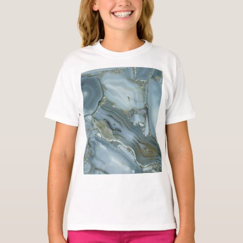 Cracked Turquoise Grey Green Blue Marble Texture T_Shirt