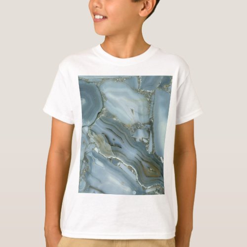 Cracked Turquoise Grey Green Blue Marble Texture T_Shirt