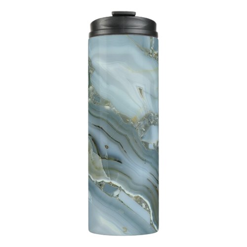 Cracked Turquoise Grey Green Blue Marble Texture Thermal Tumbler