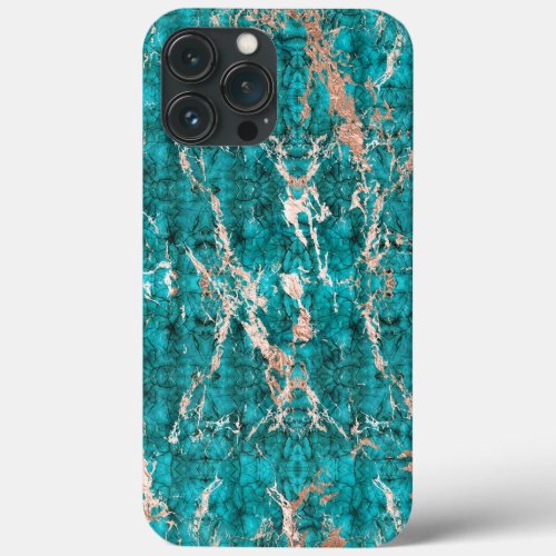 Cracked Turquoise with Gold Veins iPhone 13 Pro Max Case