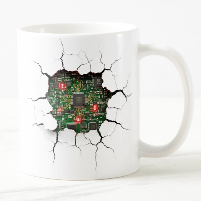 Cracked Wall Circuit Board Coffee Mug (Creator Uploaded)