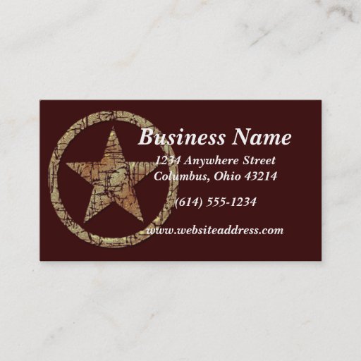 Customizable Cracked Western Star/Badge Business Cards