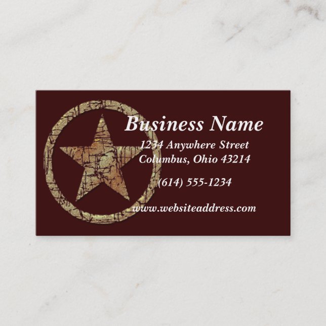 Cracked Western Star/Badge Business Cards (Front)