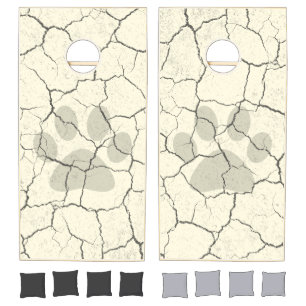 Cracked White Animal Paw Print Baggo Cornhole Set