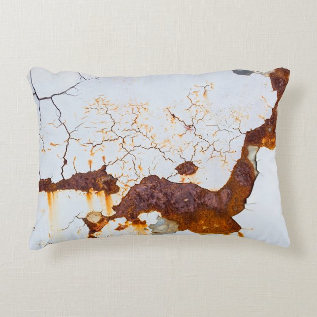 Cracked white paint, rusty car. accent pillow (Front)