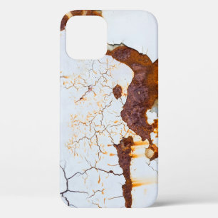 Cracked white paint, rusty car. iPhone 12 case