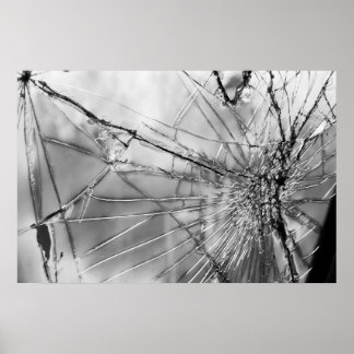 Cracked Windshield B&W Poster