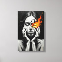 Cracked Woman with Fiery Eye of Inner Flame