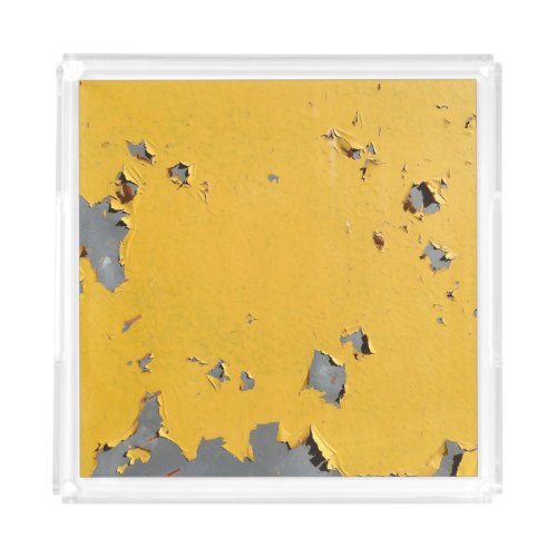 Cracked yellow metal dirty texture acrylic tray