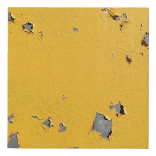 Cracked yellow metal dirty texture faux canvas print