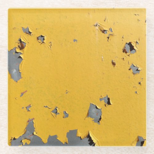 Cracked yellow metal dirty texture glass coaster