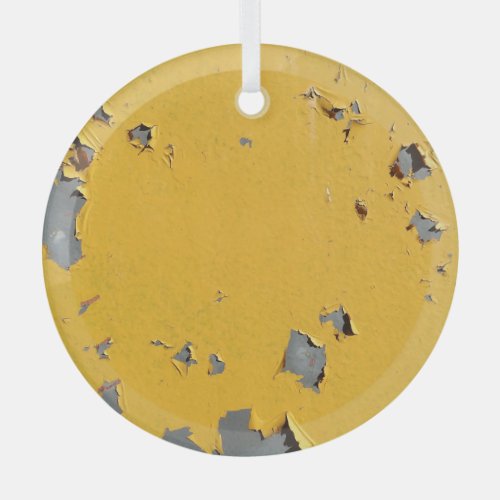 Cracked yellow metal dirty texture glass ornament