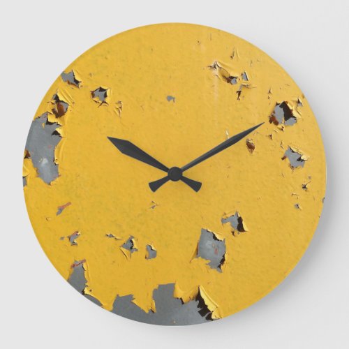 Cracked yellow metal dirty texture large clock