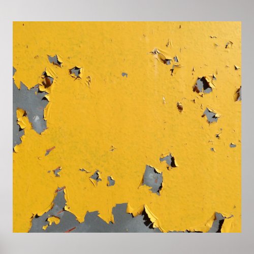 Cracked yellow metal dirty texture poster