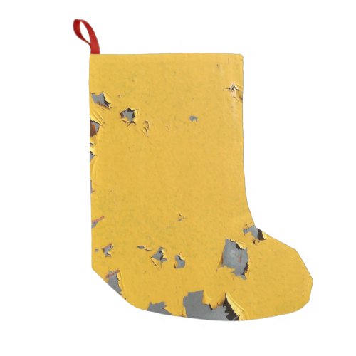Cracked yellow metal dirty texture small christmas stocking