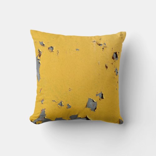 Cracked yellow metal dirty texture throw pillow