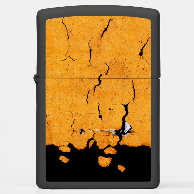 Cracked Yellow Road Paint Zippo Lighter (Front)