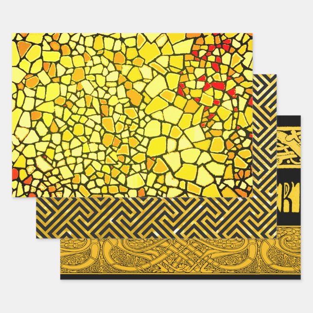 Crackle Meander Celtic Sampler Wrapping Paper Sheets (Set)
