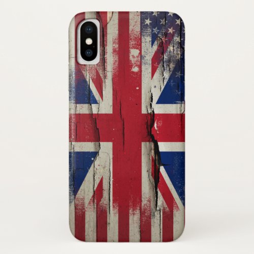 Crackle Paint  British American Flag iPhone XS Case