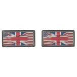 Crackle Paint | British American Flag Cufflinks at Zazzle