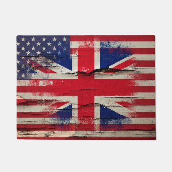 Crackle Paint | British American Flag Doormat by SnappyDressers at Zazzle