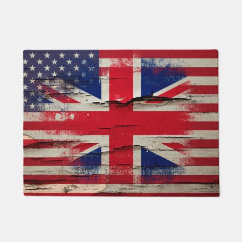 Crackle Paint  British American Flag Doormat