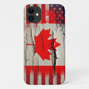 Crackle Paint Canadian American Flag iPhone 11 Case