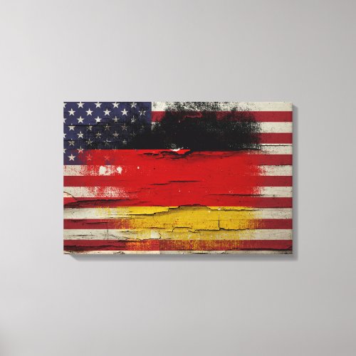 Crackle Paint  German American Flag Canvas Print
