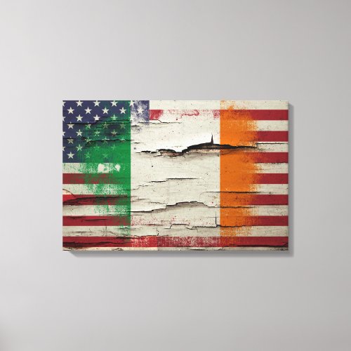 Crackle Paint  Irish American Flag Canvas Print