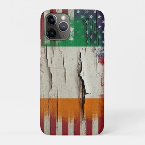 Crackle Paint  Irish American Flag iPhone 11 Pro Case