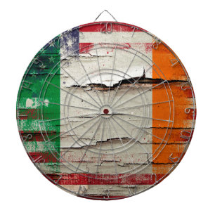 Crackle Paint Irish American Flag Dartboard With Darts