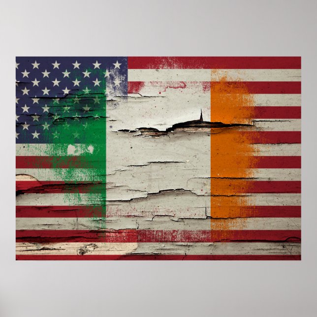 Crackle Paint | Irish American Flag Poster (Front)
