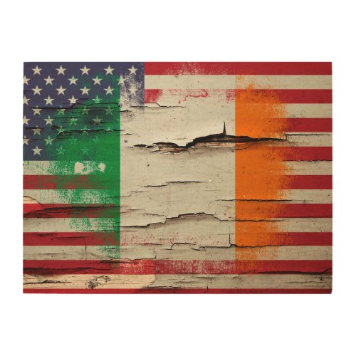 Crackle Paint  Irish American Flag Wood Wall Decor