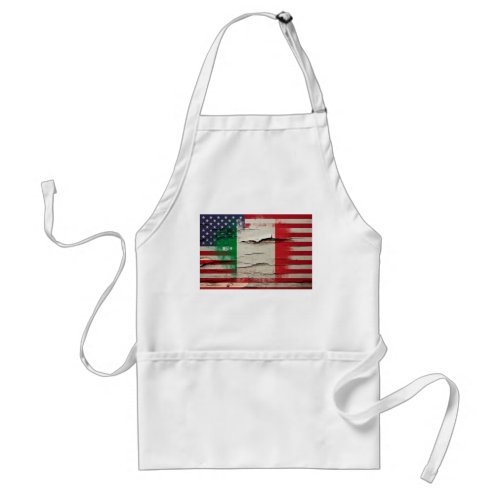 Crackle Paint  Italian American Flag Adult Apron