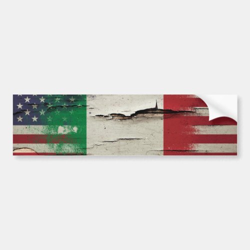 Crackle Paint  Italian American Flag Bumper Sticker