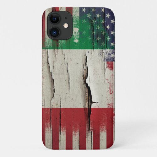 Crackle Paint  Italian American Flag iPhone 11 Case