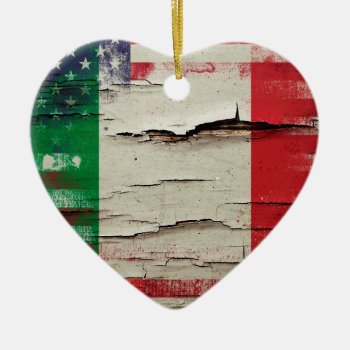 Crackle Paint | Italian American Flag Ceramic Ornament by SnappyDressers at Zazzle