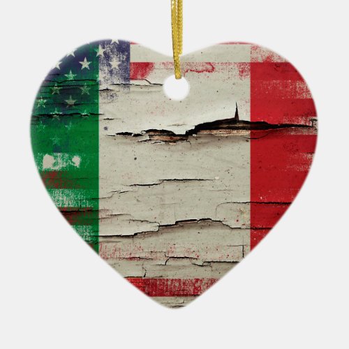 Crackle Paint  Italian American Flag Ceramic Ornament