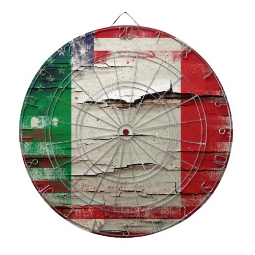 Crackle Paint  Italian American Flag Dartboard