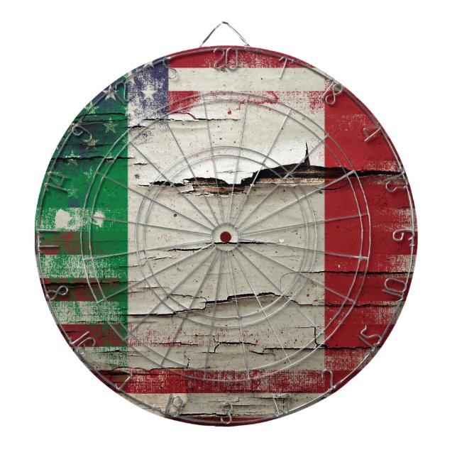 Crackle Paint | Italian American Flag Dartboard (Front)