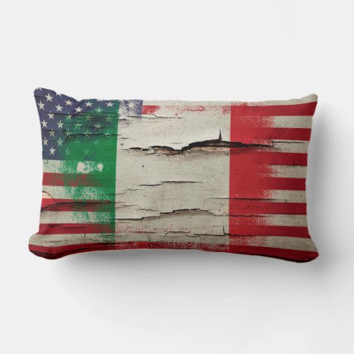 Crackle Paint  Italian American Flag Lumbar Pillow