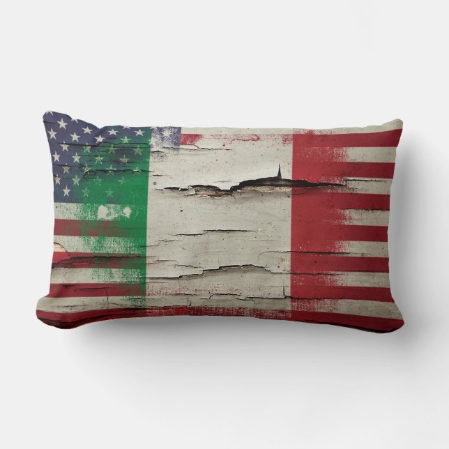 Crackle Paint | Italian American Flag Lumbar Pillow (Front)